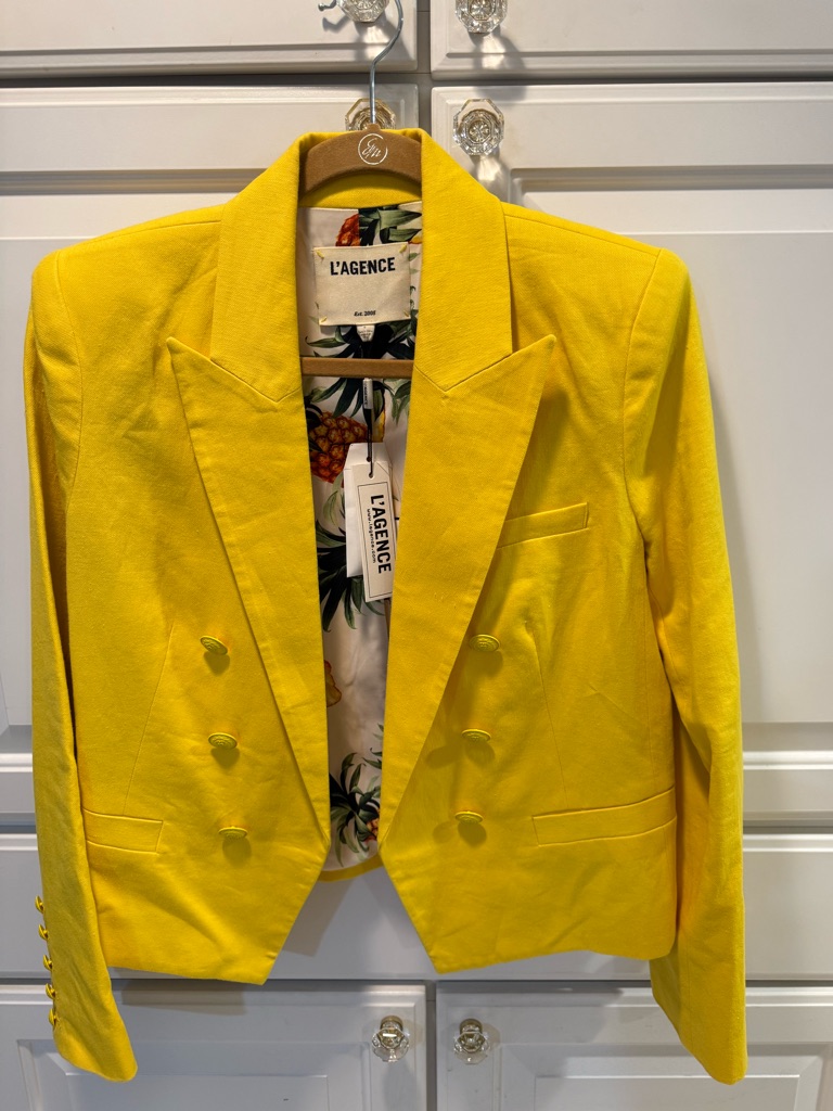 L'agence Women's Double-Breasted Yellow Blazer Jacket